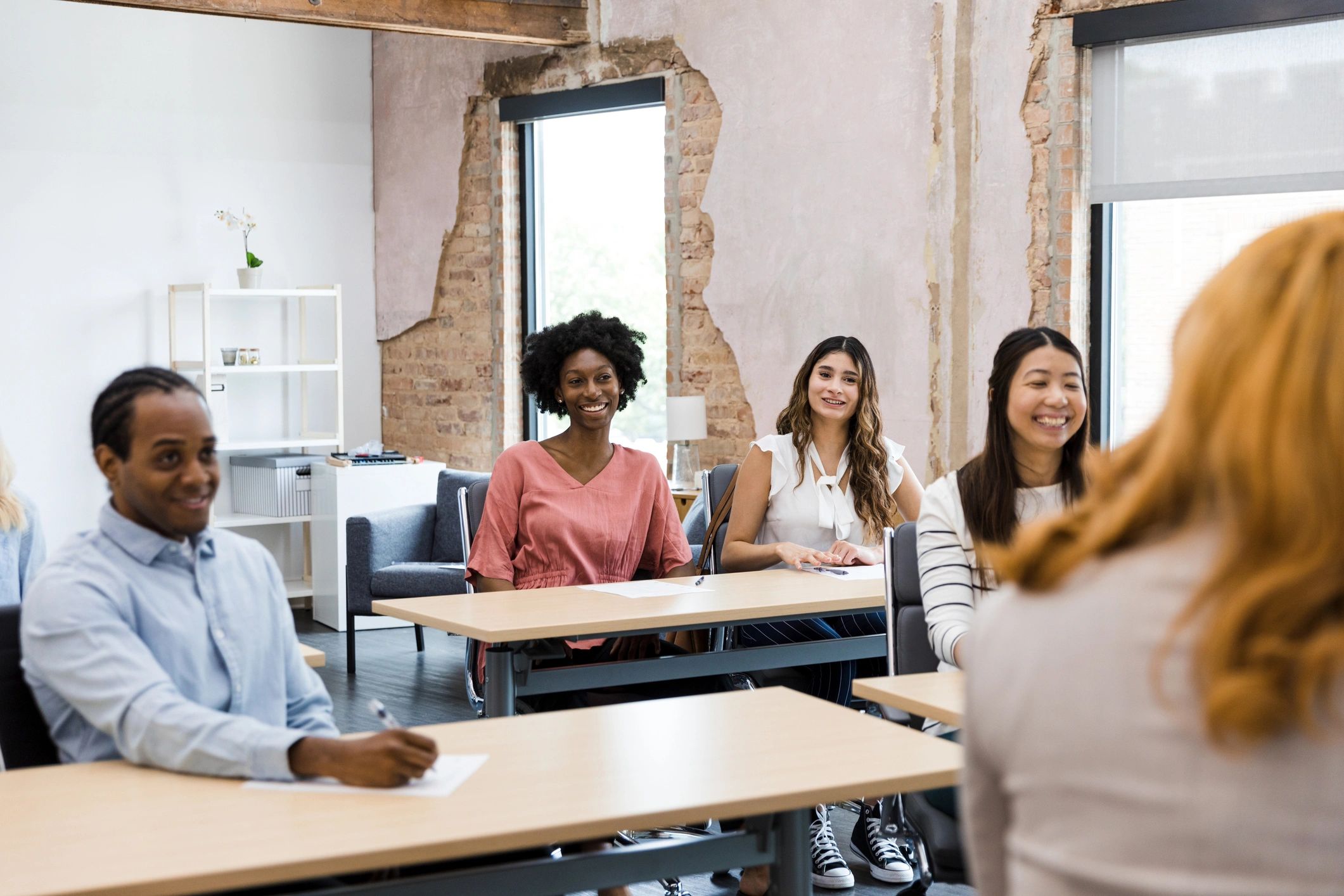 Adult learners in a supportive classroom setting